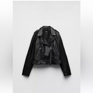 Zara Women's Faux Leather Jacket in Black